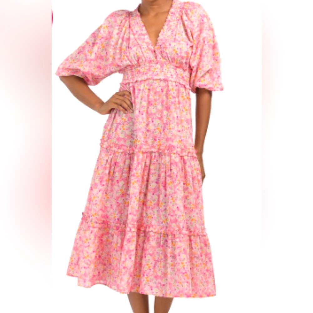 Shoshanna dolman sleeve swim cover up floral pink size small NWT dress